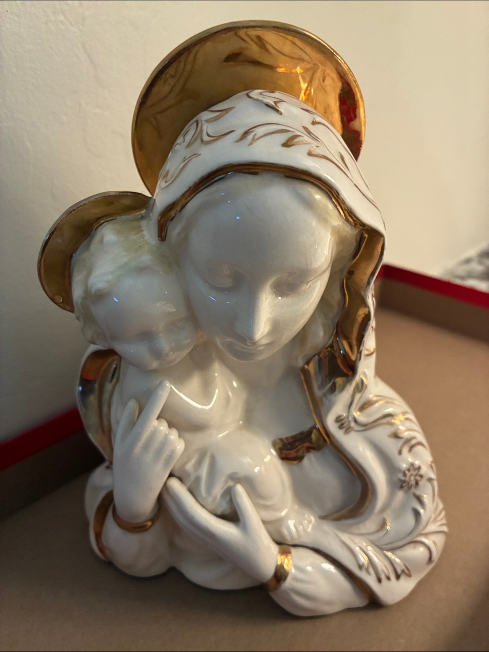 Vintage 50’s Lefton Virgin Mother Mary MADONNA & Baby Jesus Planter Statue Japan